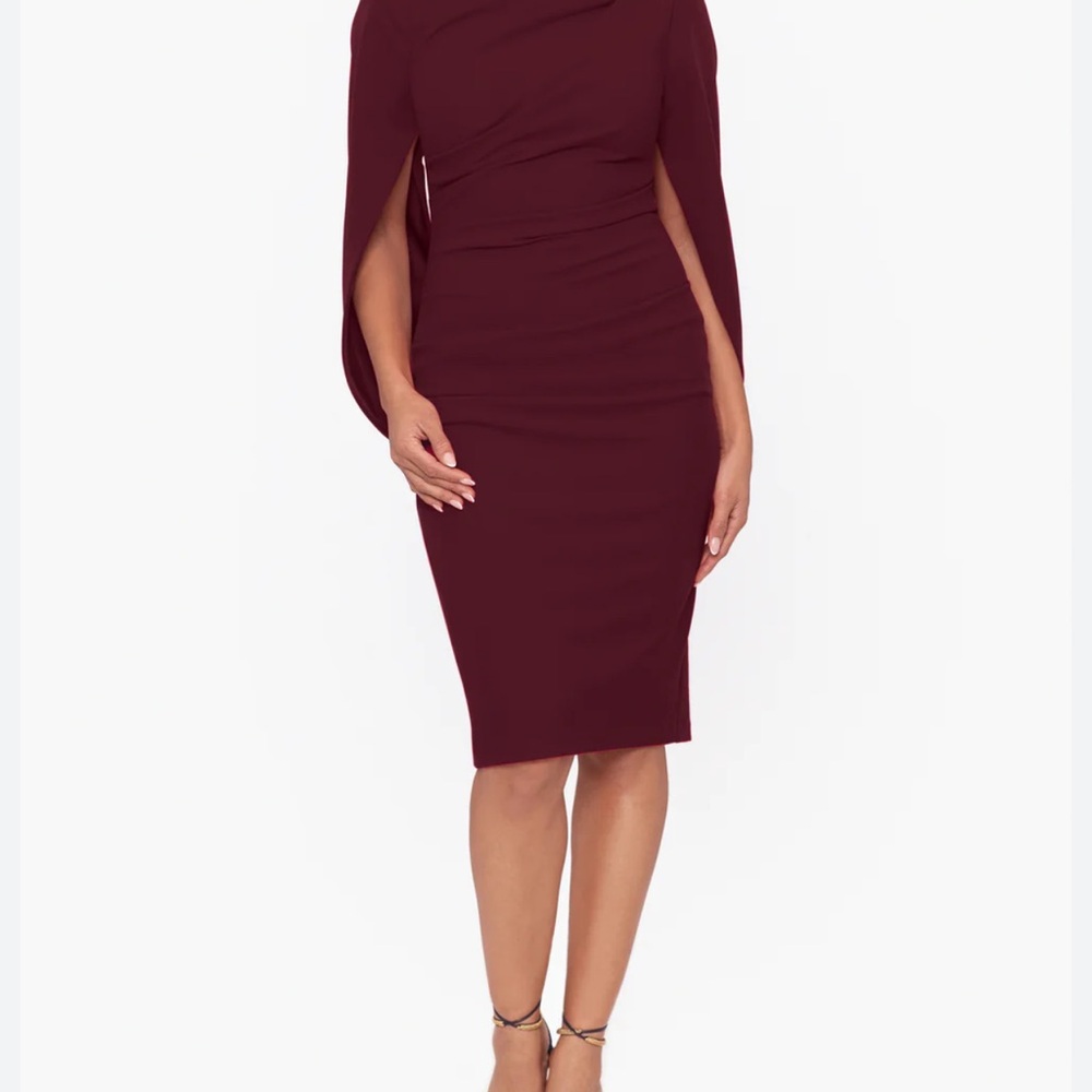 Betsy & Adam cape Burgundy Dress NWT 12p